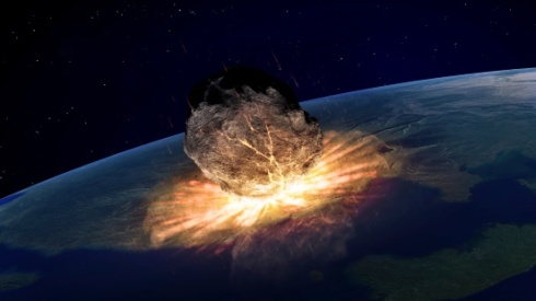Asteroid hitting earth, artwork